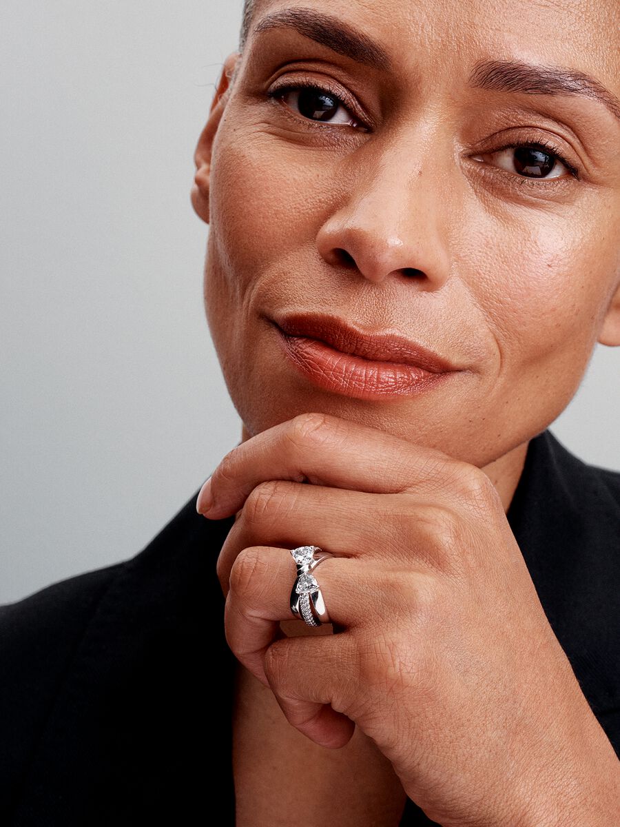 Bague croisée Boucle scintillante