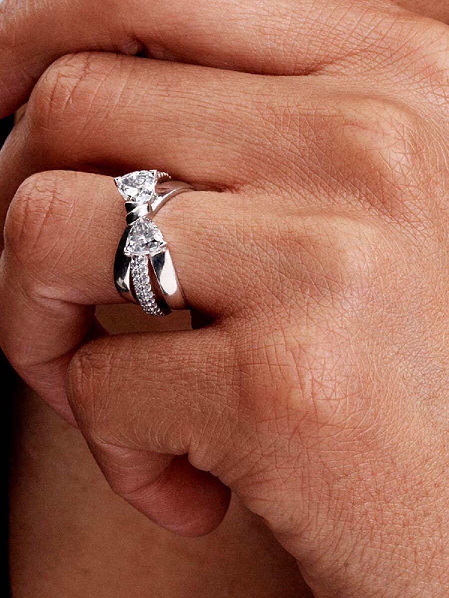 Bague croisée Boucle scintillante