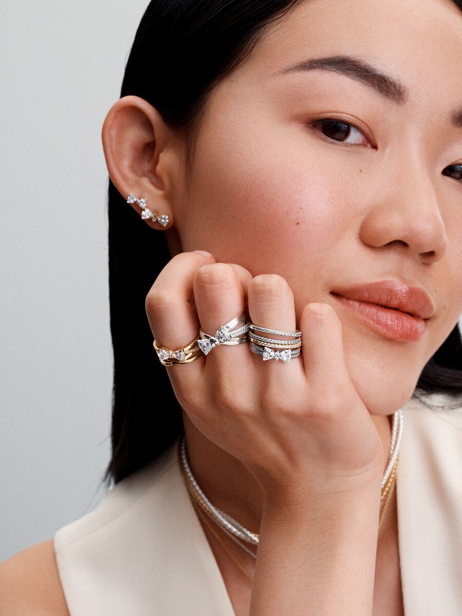 Bague croisée Boucle scintillante