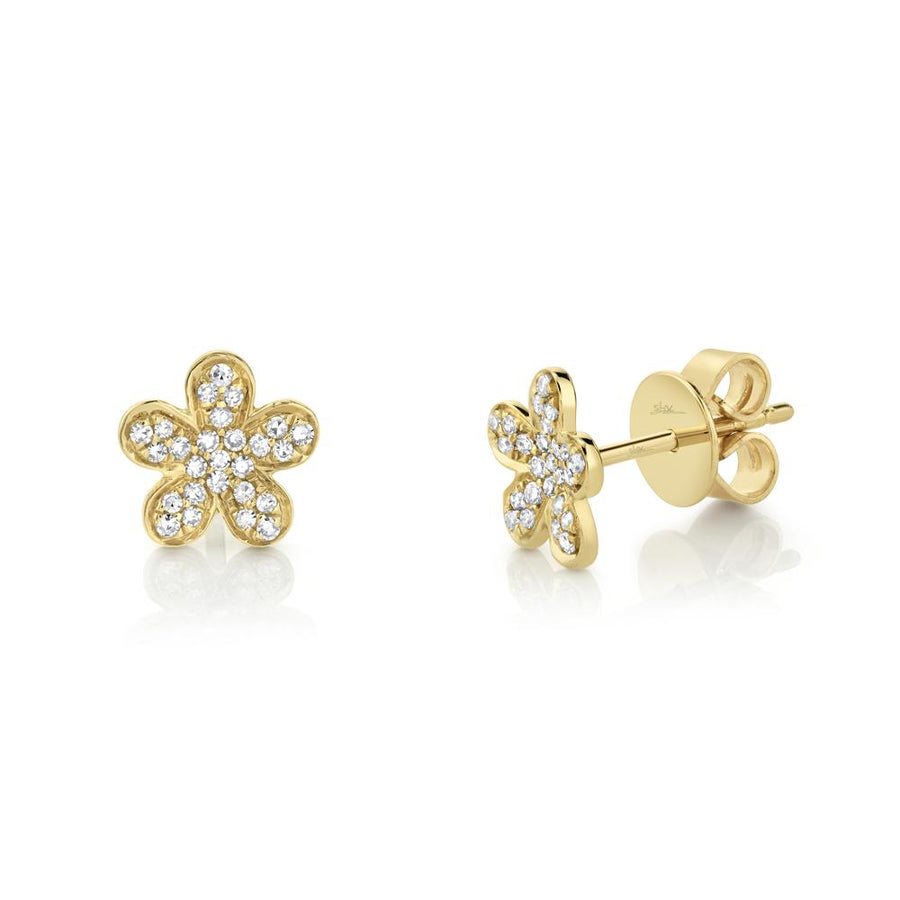 Diamond flower stud earring