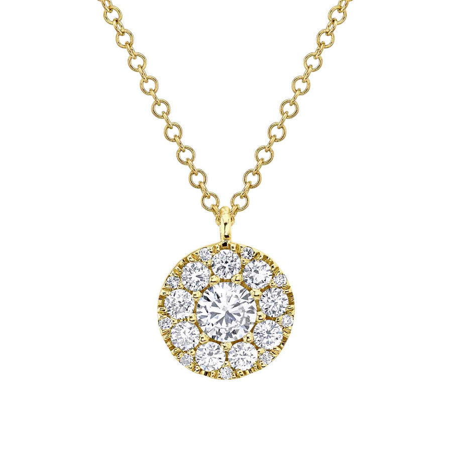 0.22ct-ctr(round) 0.28ct-side diamond cluster necklace