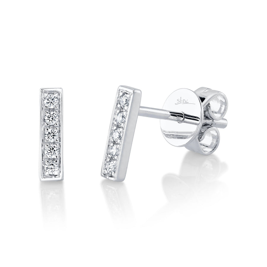 Diamond bar stud earring