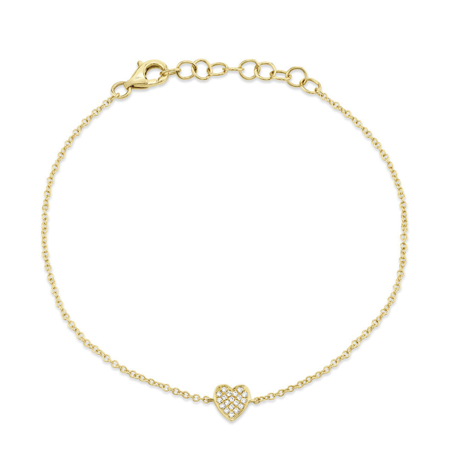 Diamond pave heart bracelet