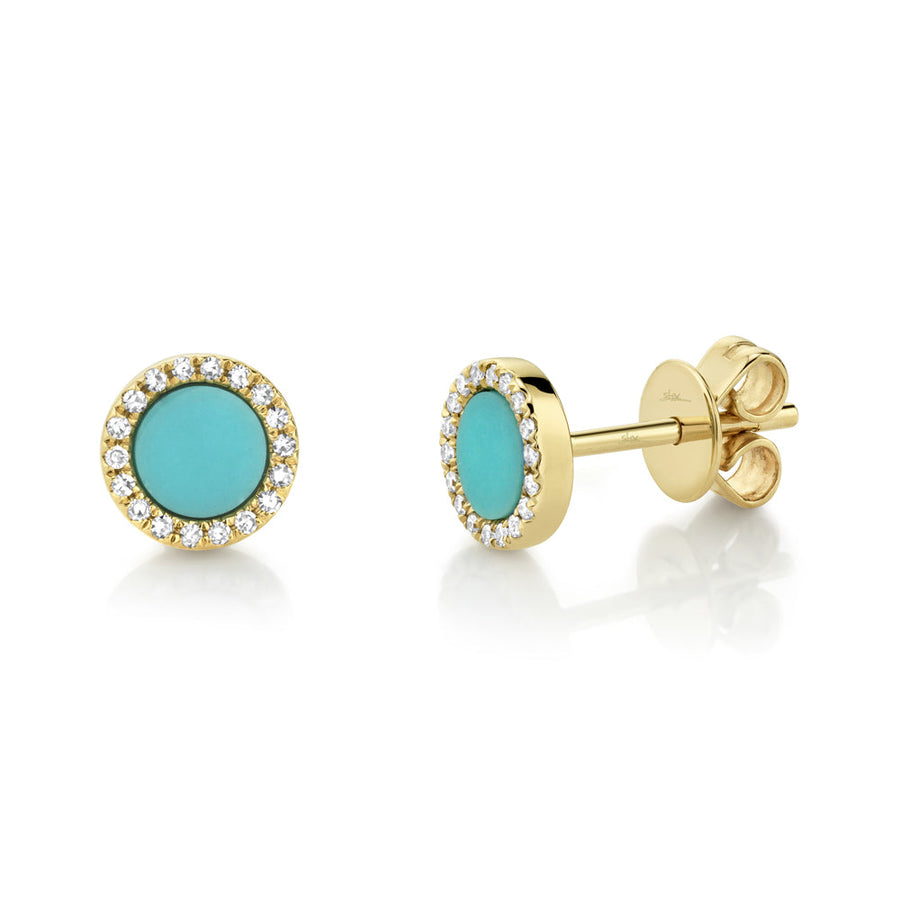 Diamond & 0.47ct composite turquoise stud earring