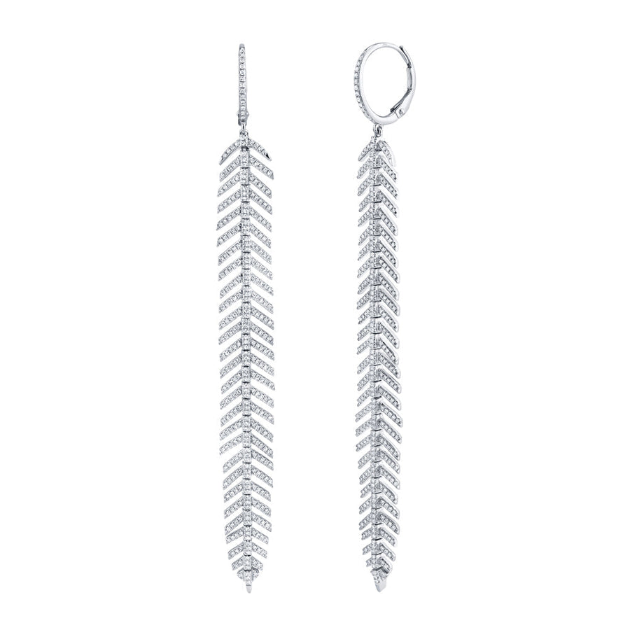 Diamond feather earring