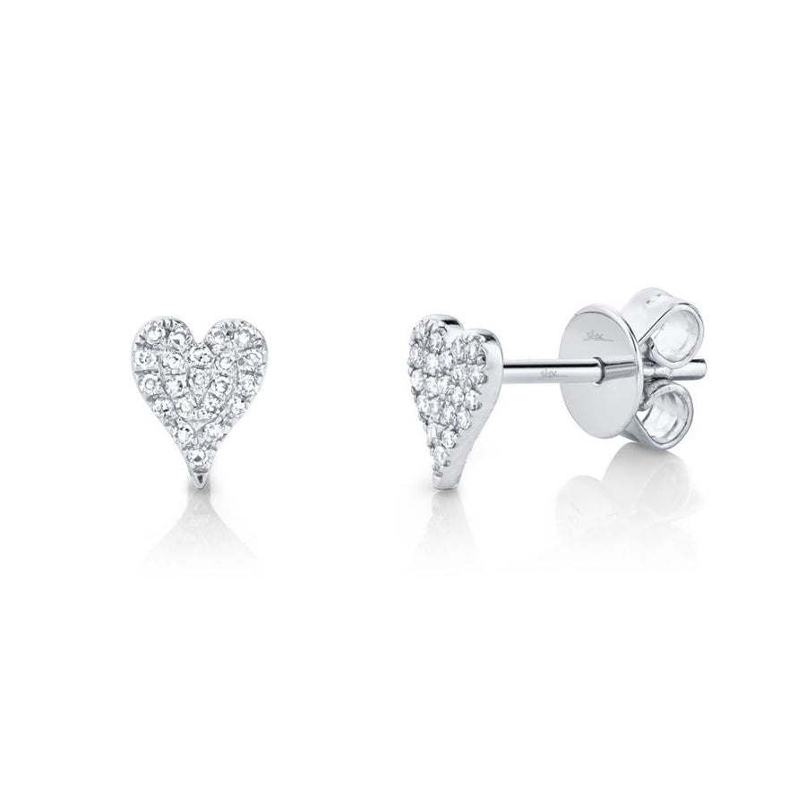 Amor 0.10 ct. diamond pave heart stud earrings - mini
