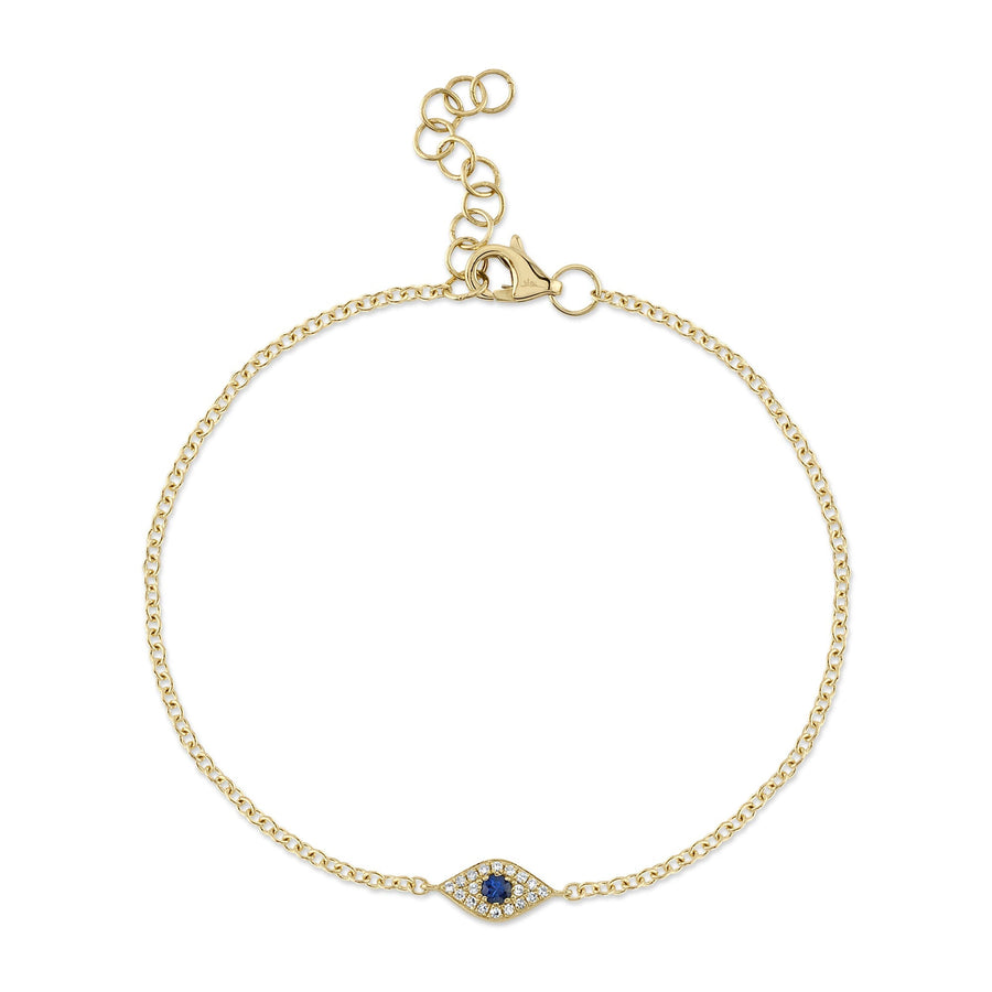 Diamond & 0.06ct blue sapphire eye bracelet