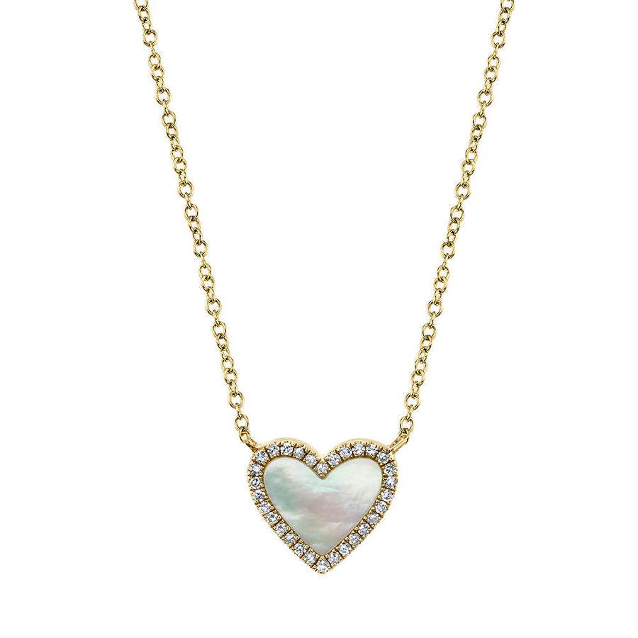 Diamond & 0.56ct mother of pearl heart necklace