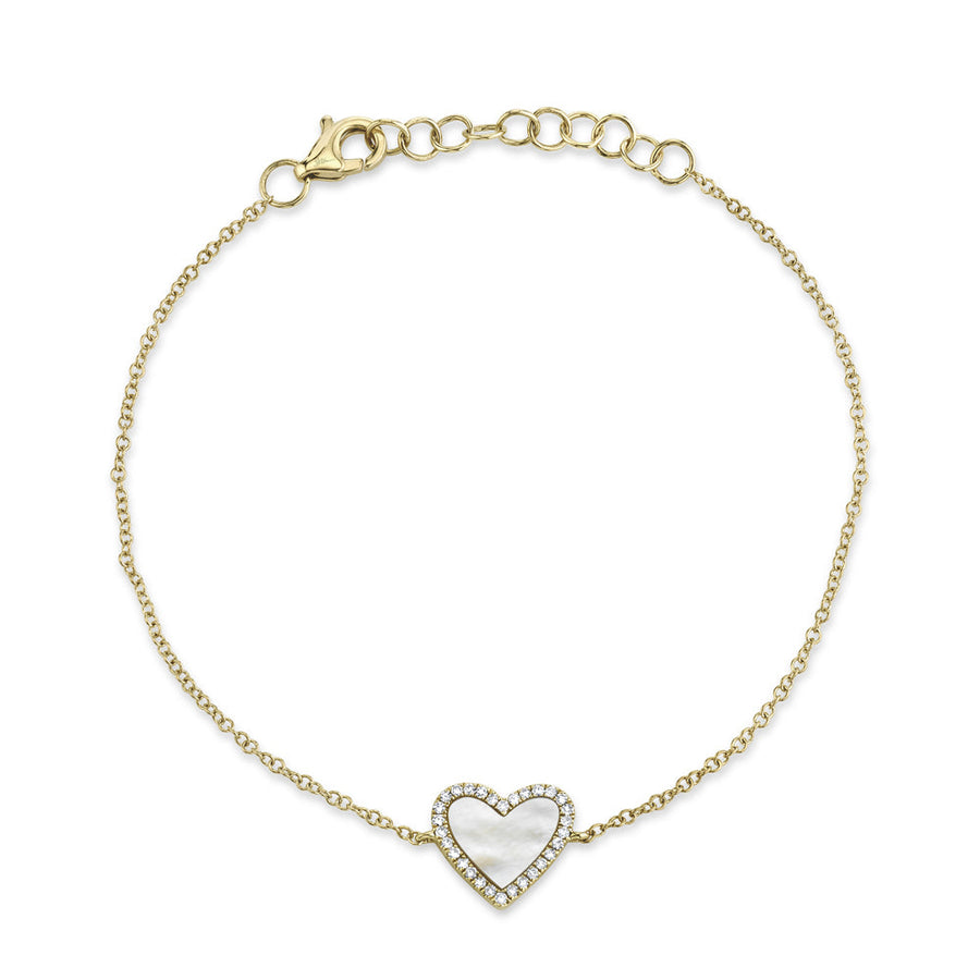 Diamond & 0.56ct mother of pearl heart bracelet