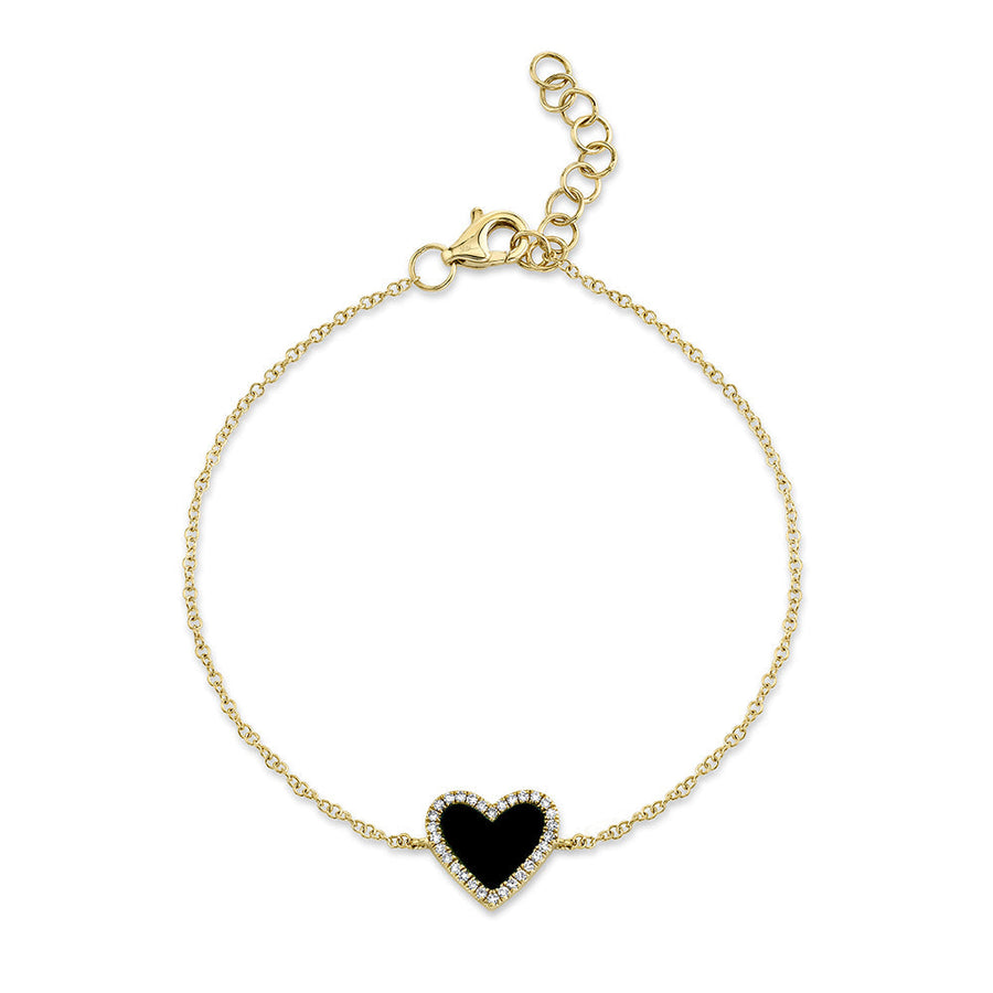 Diamond & 0.57ct black onyx heart bracelet