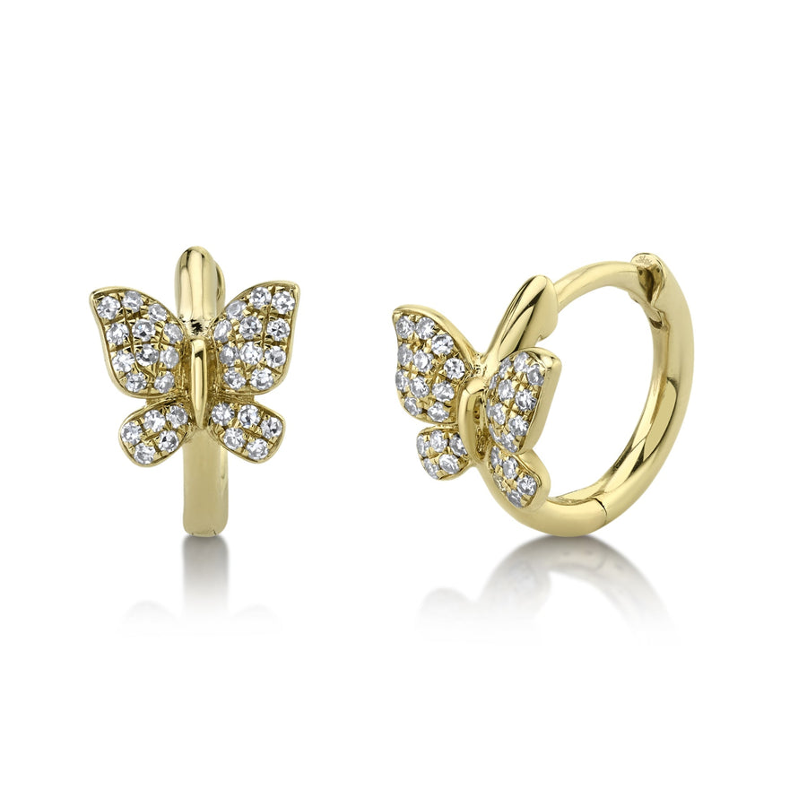 Diamond butterfly huggie earring