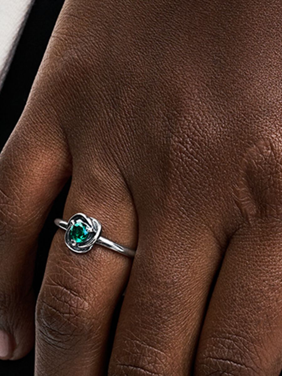 Mai Bague Cercle éternel vert royal