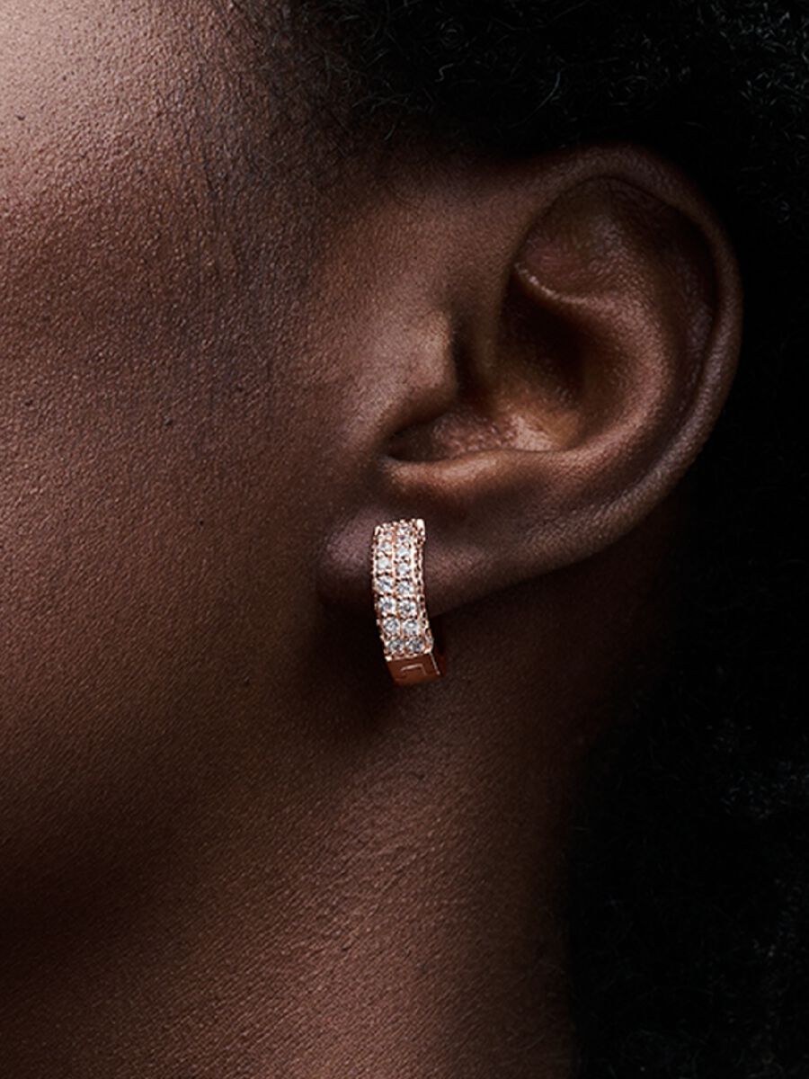 Créoles en pavé à deux rangs Pandora Timeless