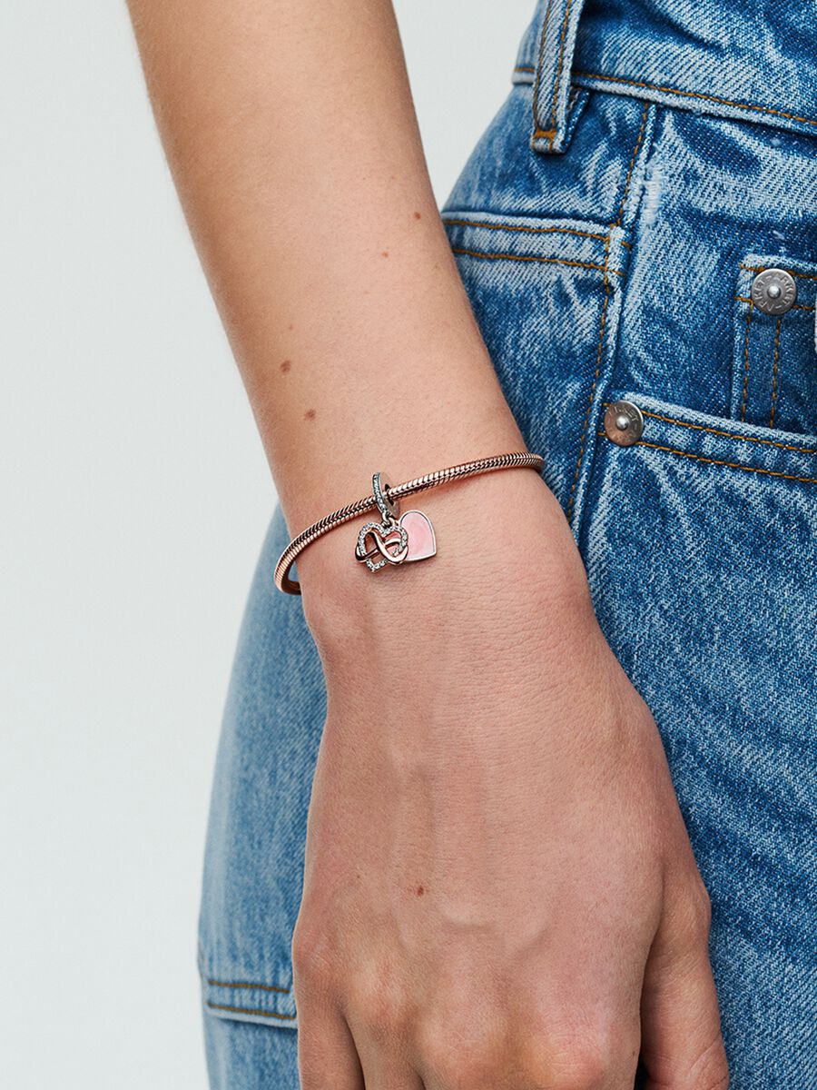 Charm-pendentif Cœur scintillant et symbole d’infini