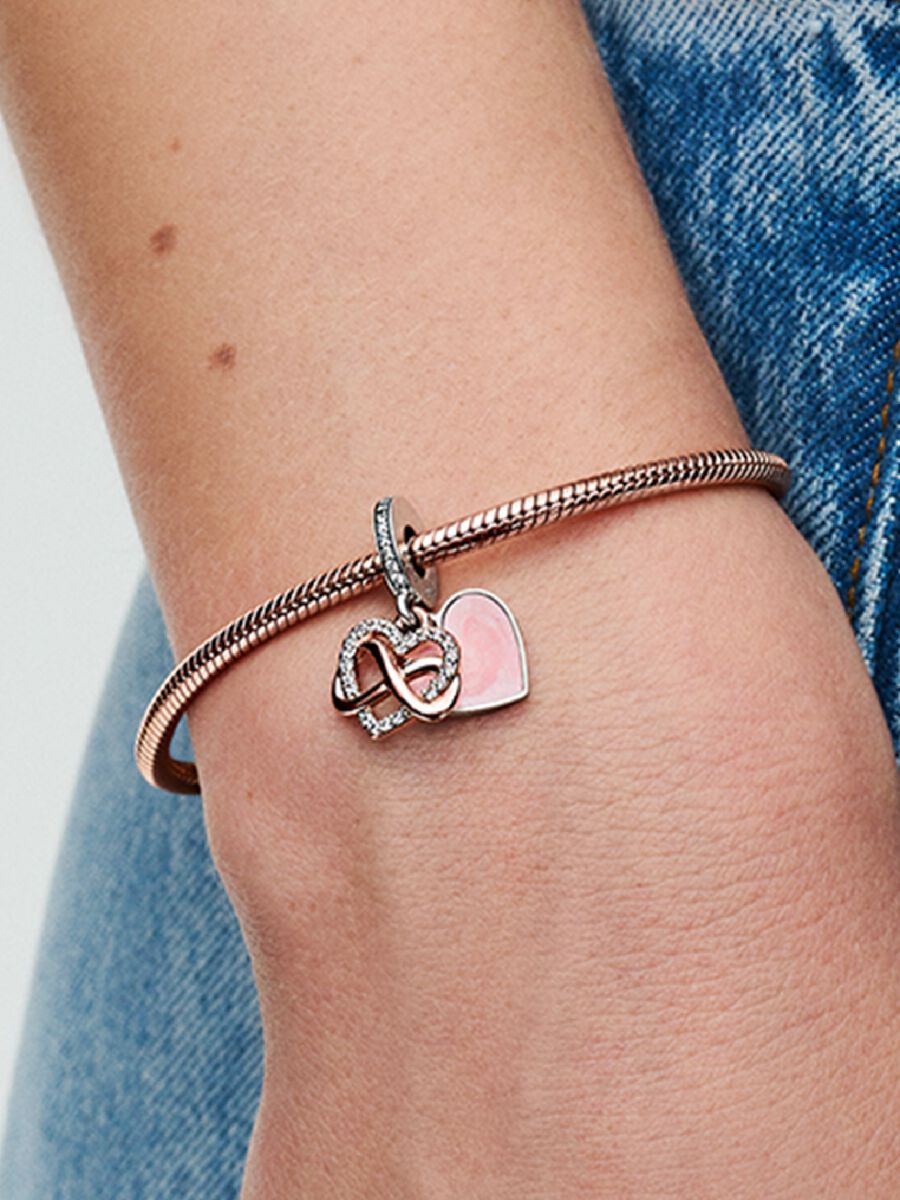 Charm-pendentif Cœur scintillant et symbole d’infini