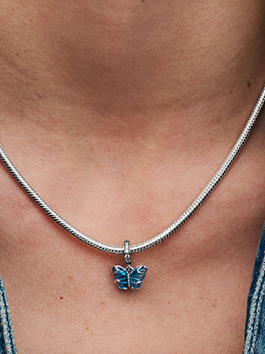 Charm-pendentif Papillon en verre de Murano bleu