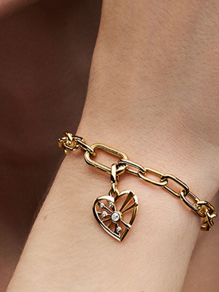 Charm médaillon Cœur et rayons