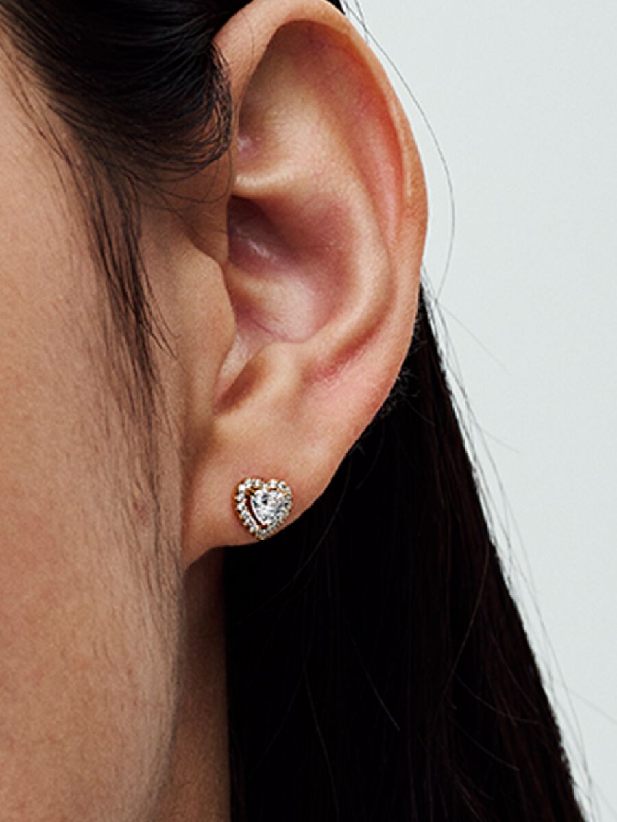 Clous d’oreilles scintillants Cœur en relief