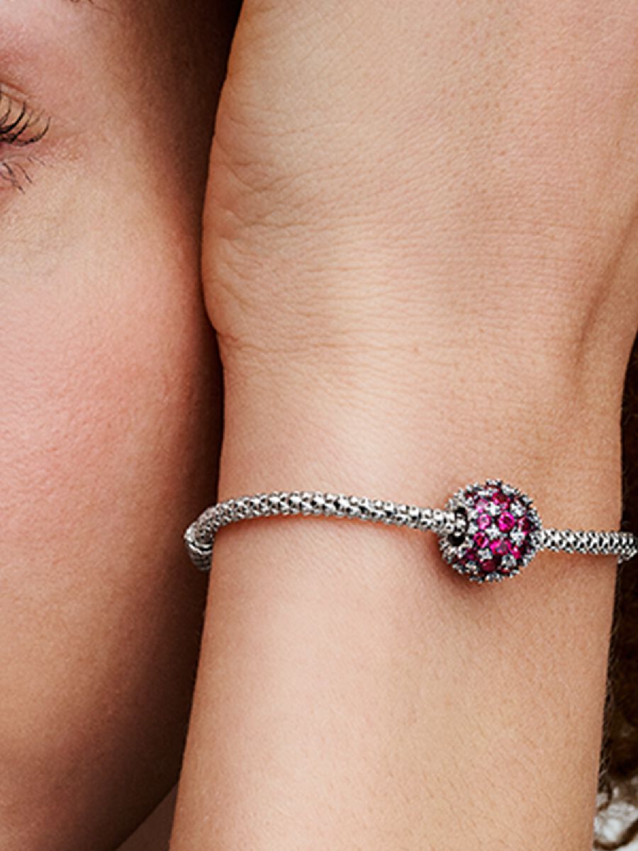Charm rose Rond scintillant en pavé