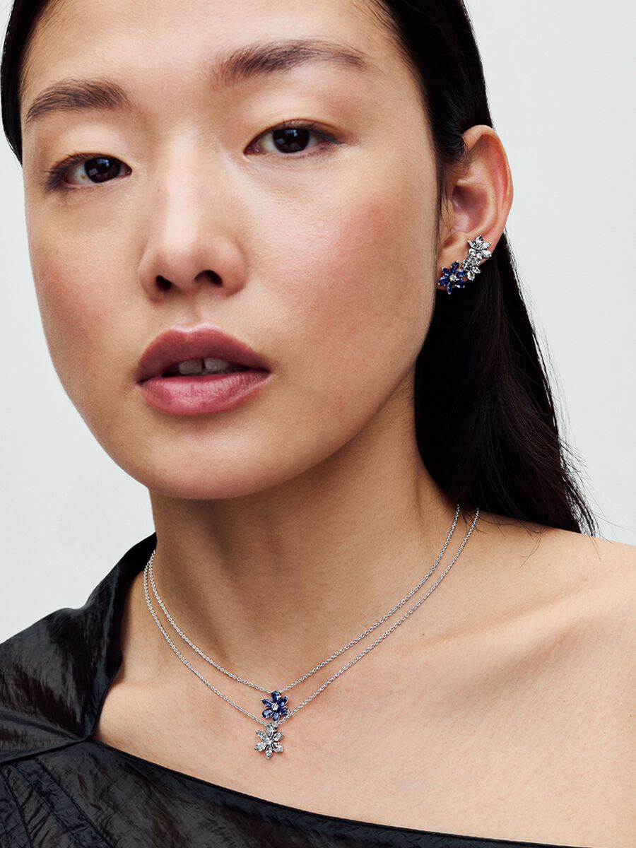 Collier à pendentif Herbier bleu scintillant
