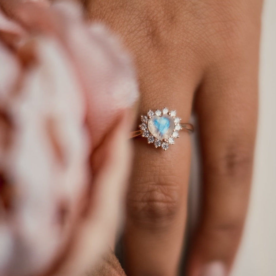 Bague Pierre de lune or rose Valentine Bijouterie Jodoin