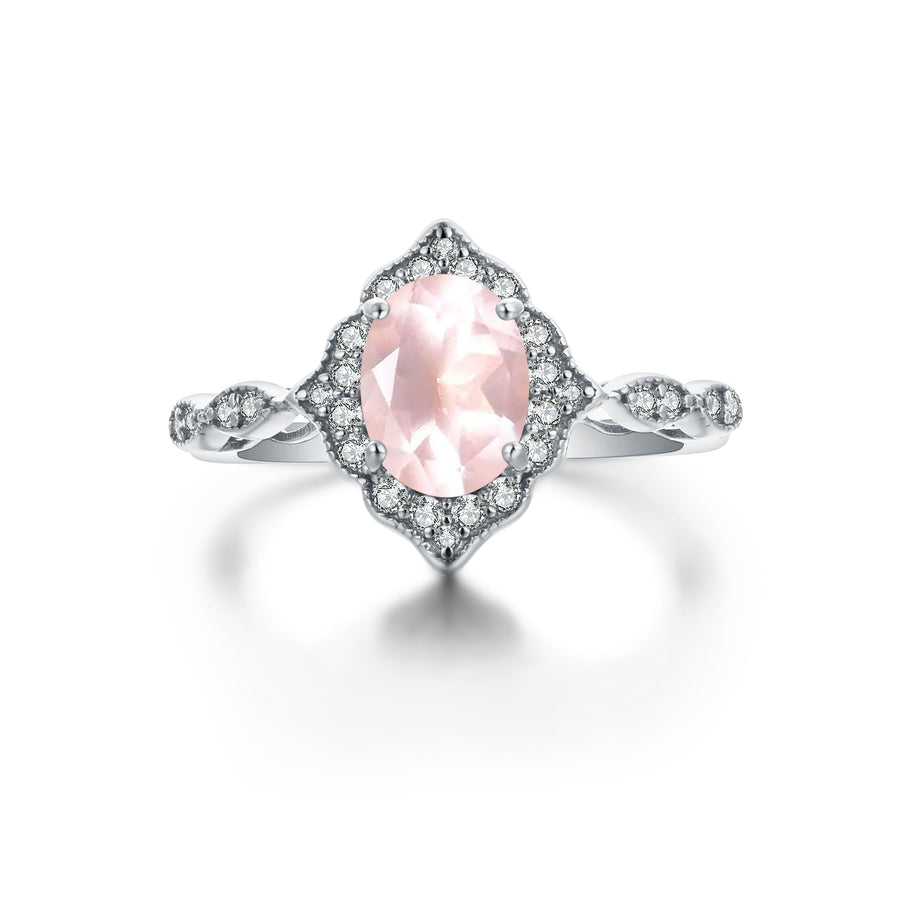 Bague quartz rose argent Victoria