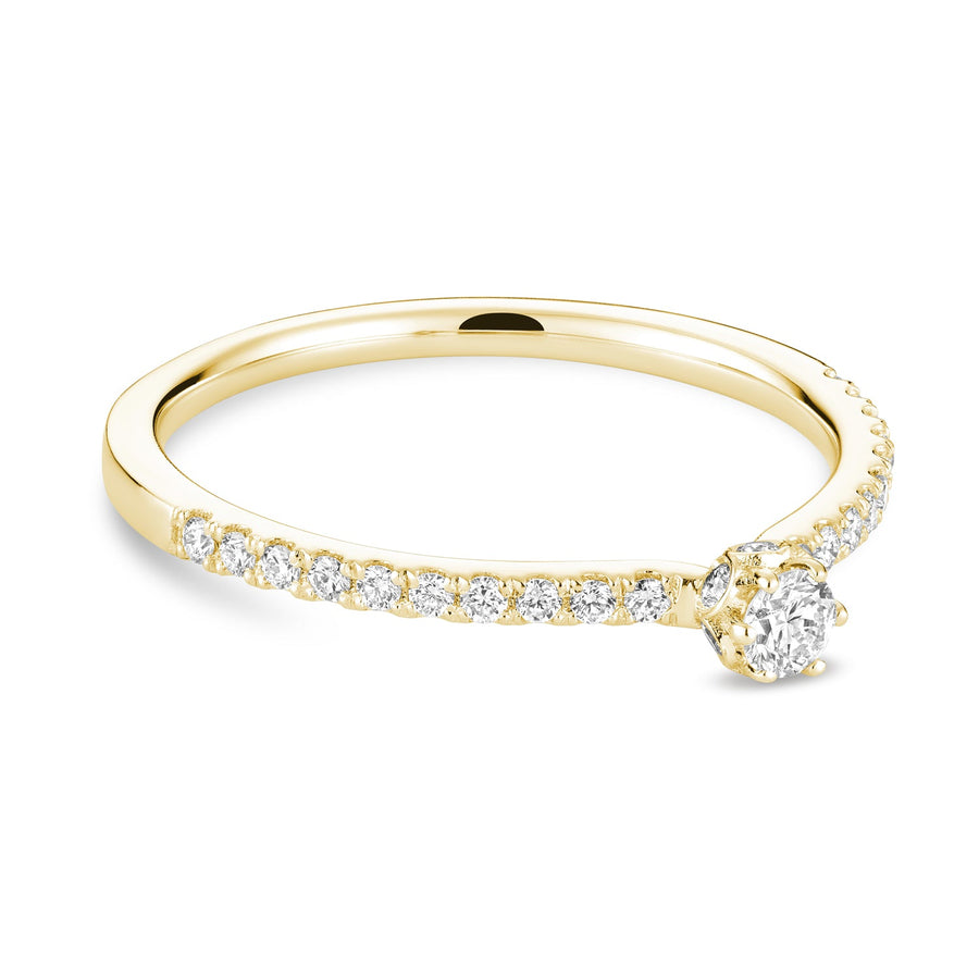 Solitaire Crown Setting Diamond Engagement Ring