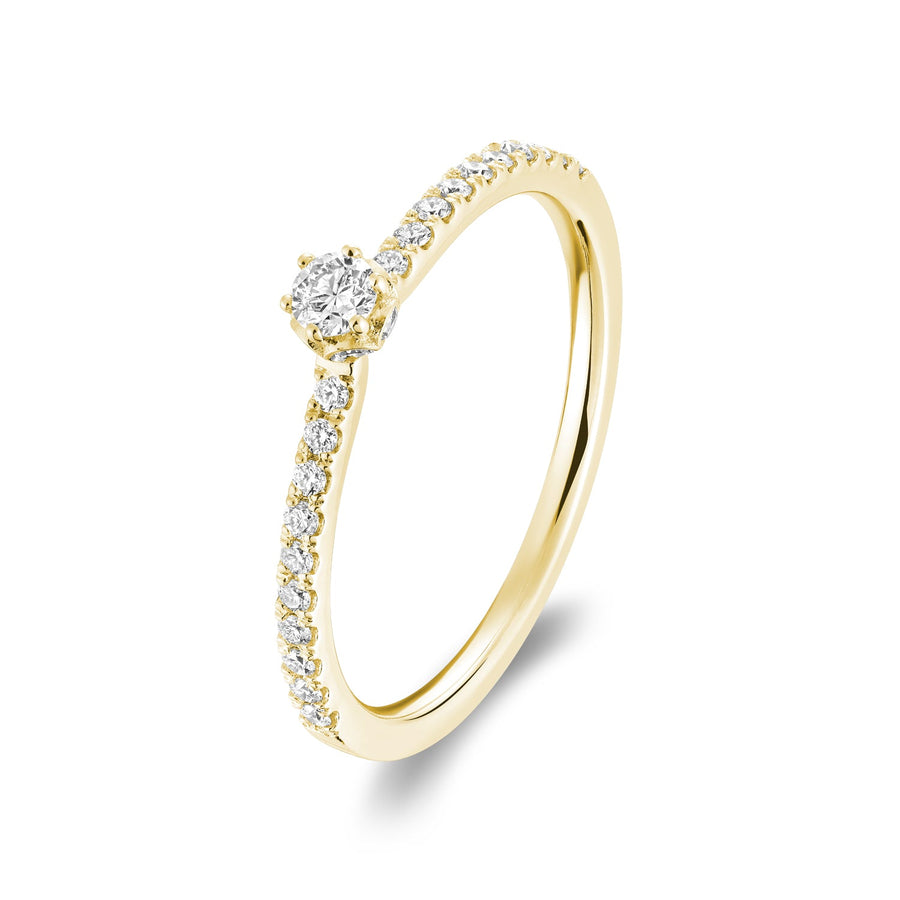 Solitaire Crown Setting Diamond Engagement Ring