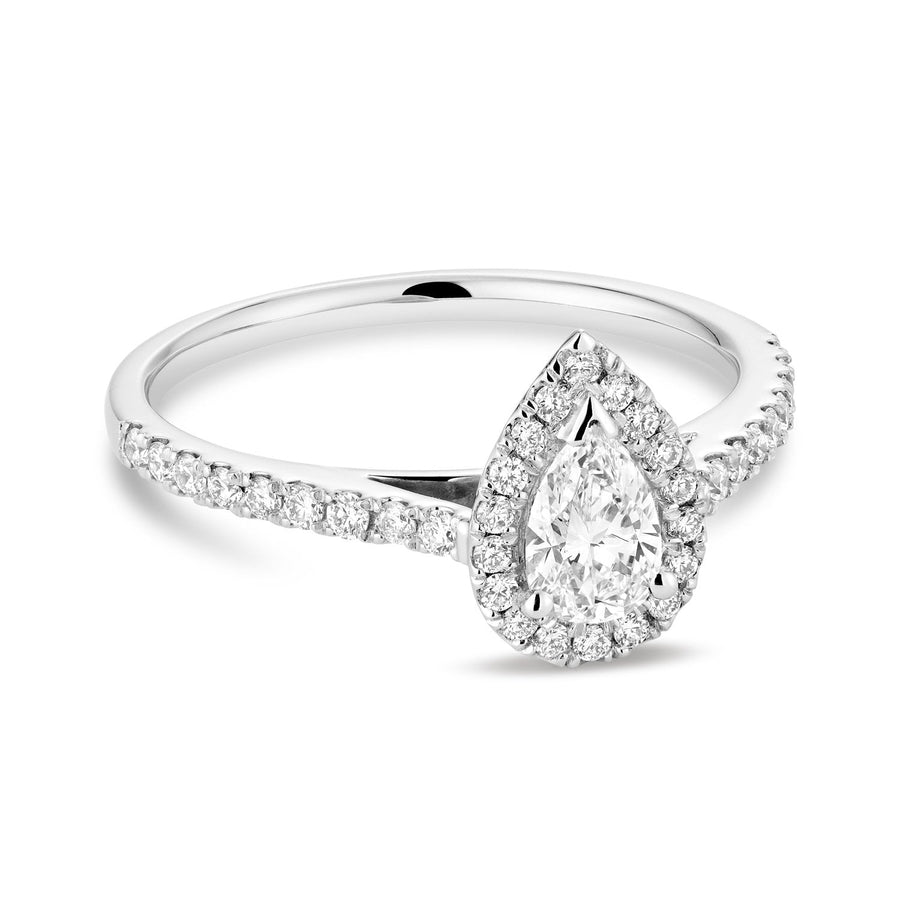 Pear Shape Halo Diamond Engagement Ring