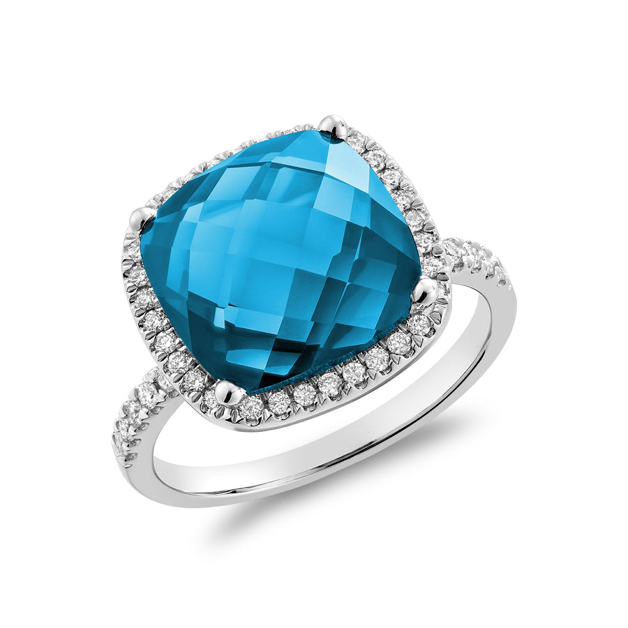 Cushion Cut Gemstone & Diamond Halo Ring