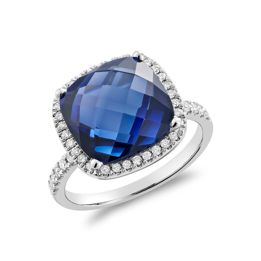 Cushion Cut Gemstone & Diamond Halo Ring