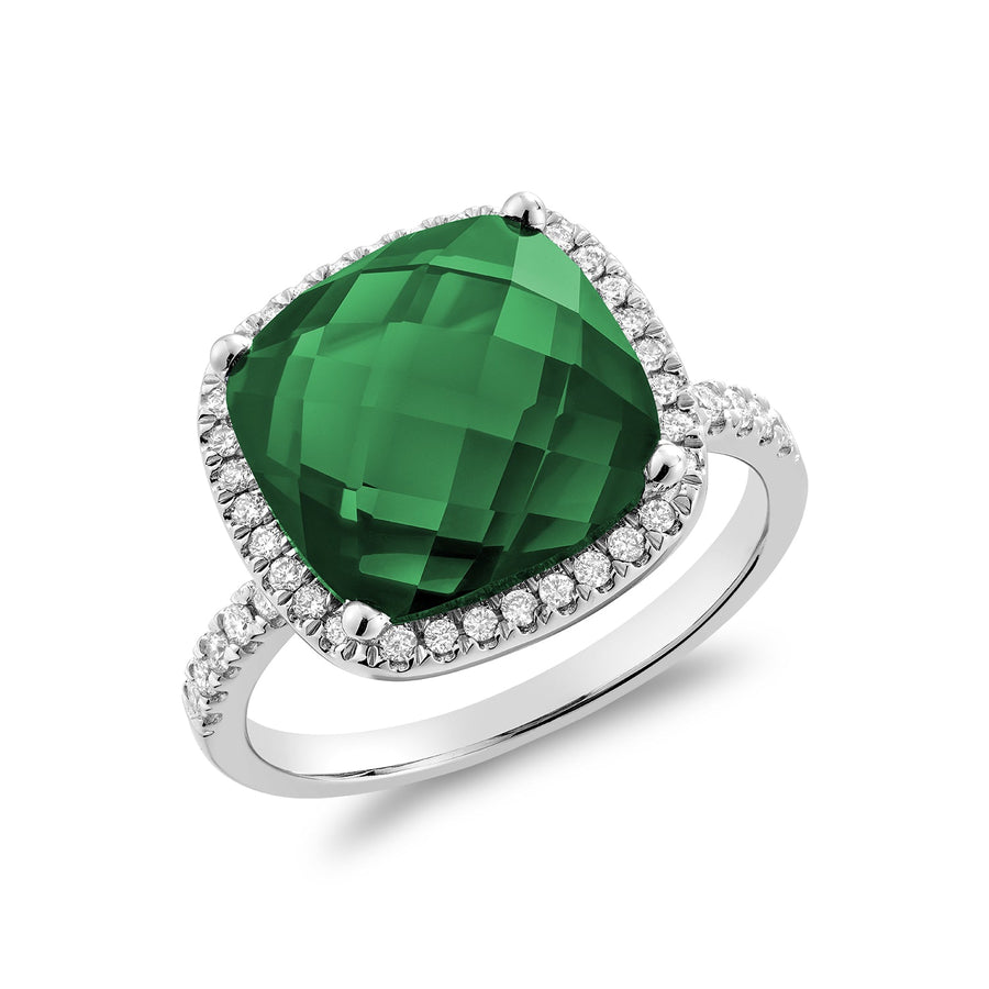 Cushion Cut Gemstone & Diamond Halo Ring