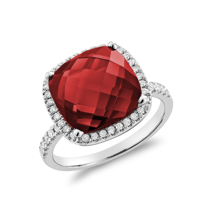 Cushion Cut Gemstone & Diamond Halo Ring