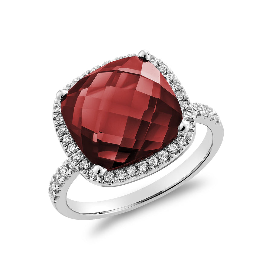 Cushion Cut Gemstone & Diamond Halo Ring