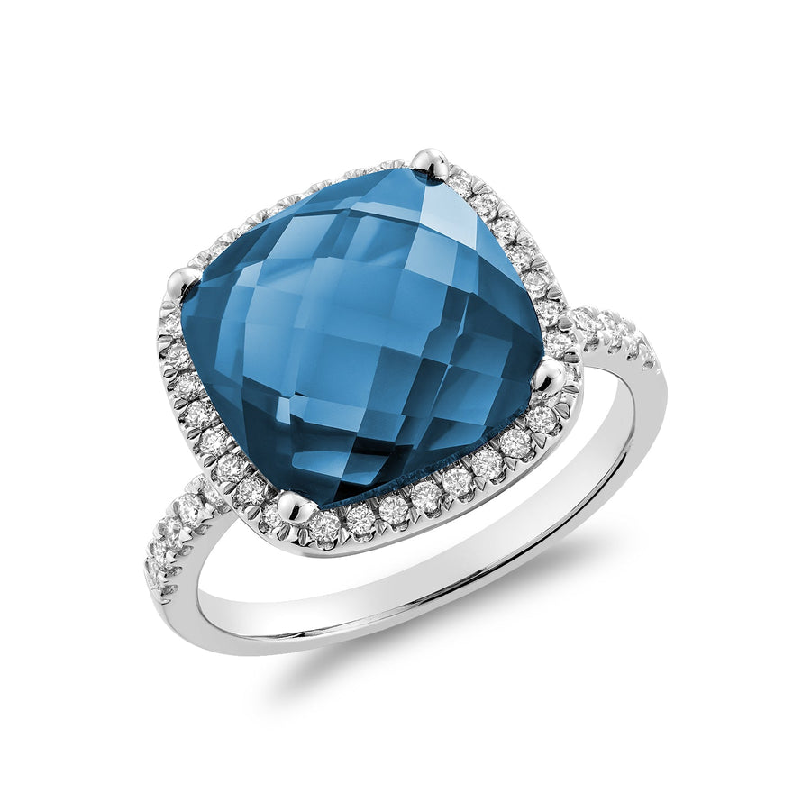Cushion Cut Gemstone & Diamond Halo Ring