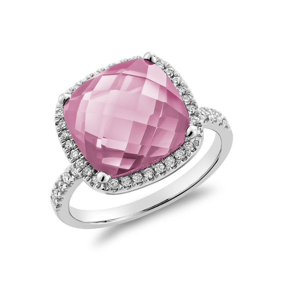 Cushion Cut Gemstone & Diamond Halo Ring