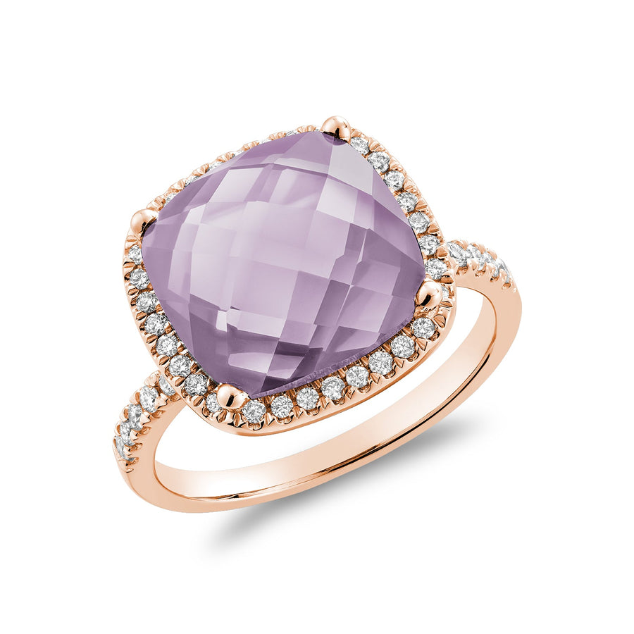 Cushion Cut Gemstone & Diamond Halo Ring