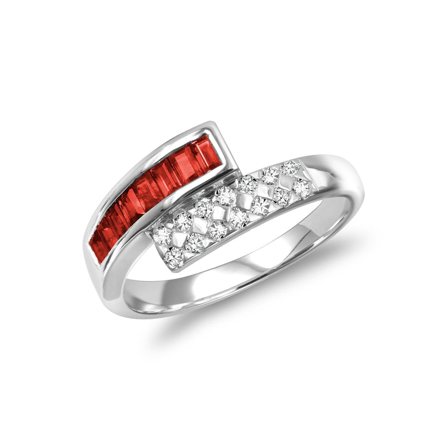 Bypass Precious Stone & Diamond Ring
