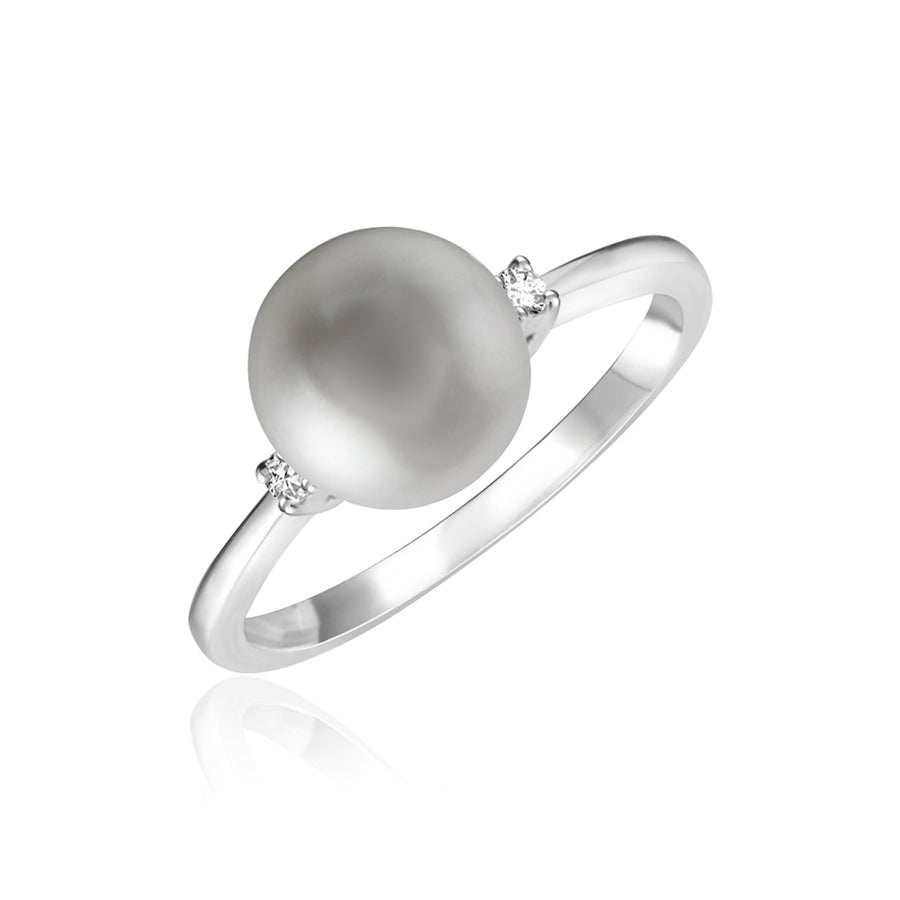 Cultured Freshwater Pearl & Diamond Ring