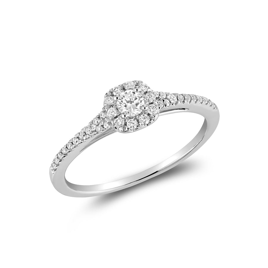 Pave Cushion Halo Diamond Ring