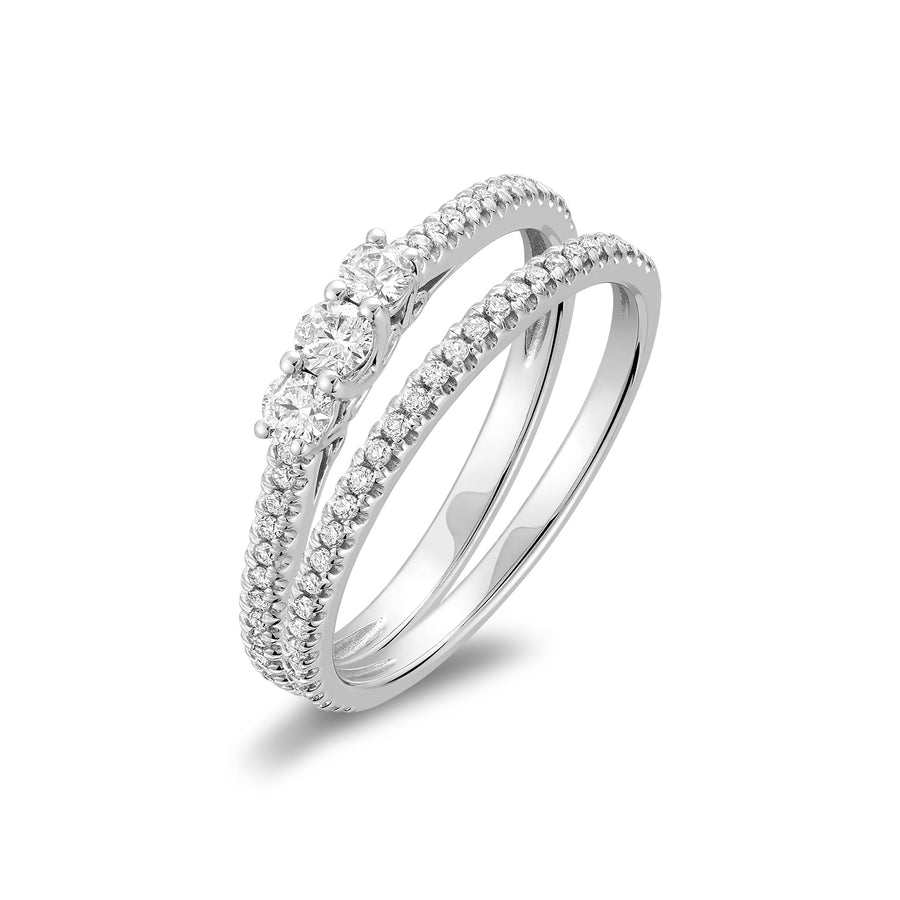 Three Stone Diamond Engagement Ring Set