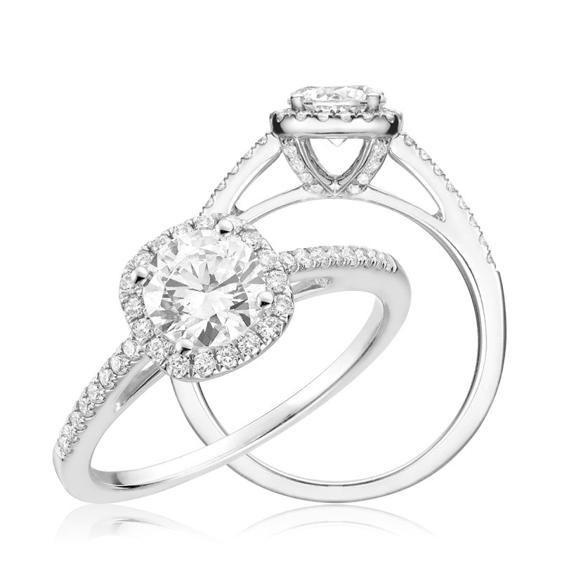 Bague à diamant coussin avec halo