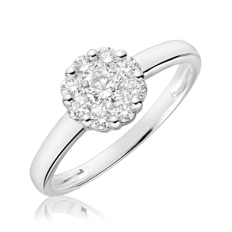 Bague à diamants pavé style solitaire