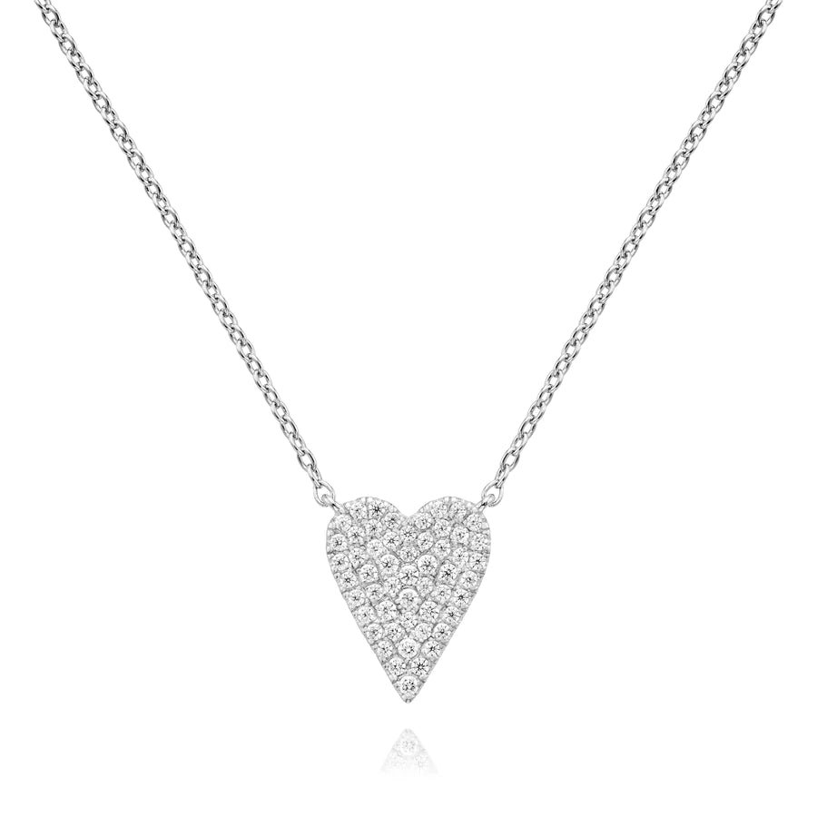 Collier cœur pointu à pavé
