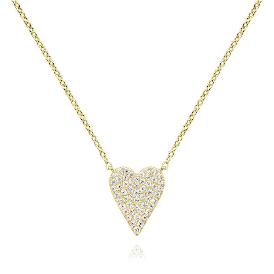 Collier cœur pointu à pavé