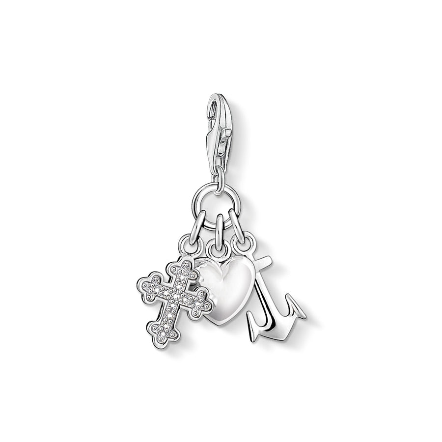 Pendentif Charm croix, cœur, ancre
