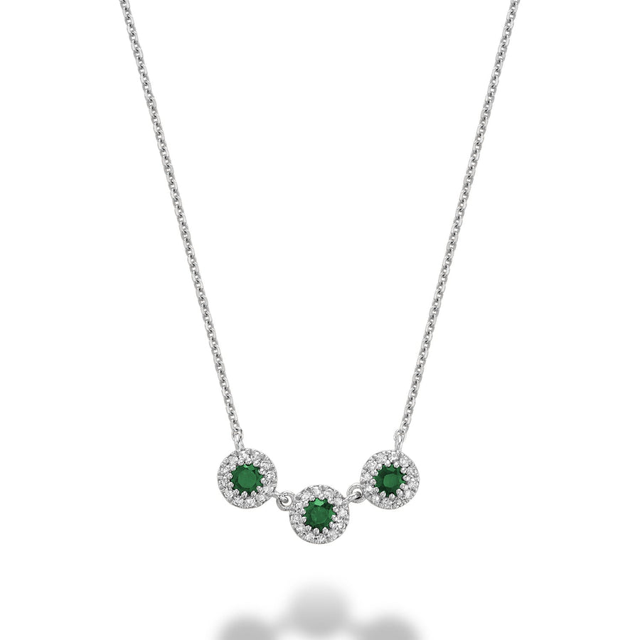Martini Cup Halo Diamond & Precious Stone Necklace
