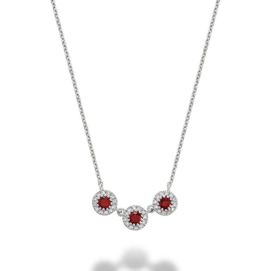 Martini Cup Halo Diamond & Precious Stone Necklace