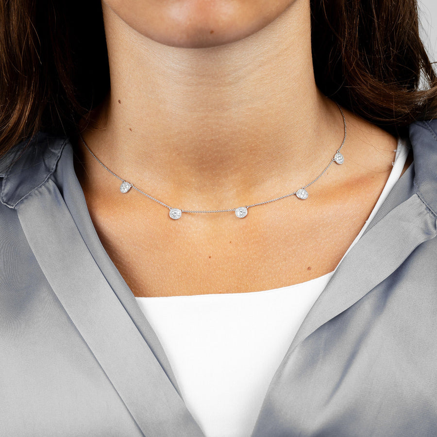 Round Diamond & Milgrain Necklace