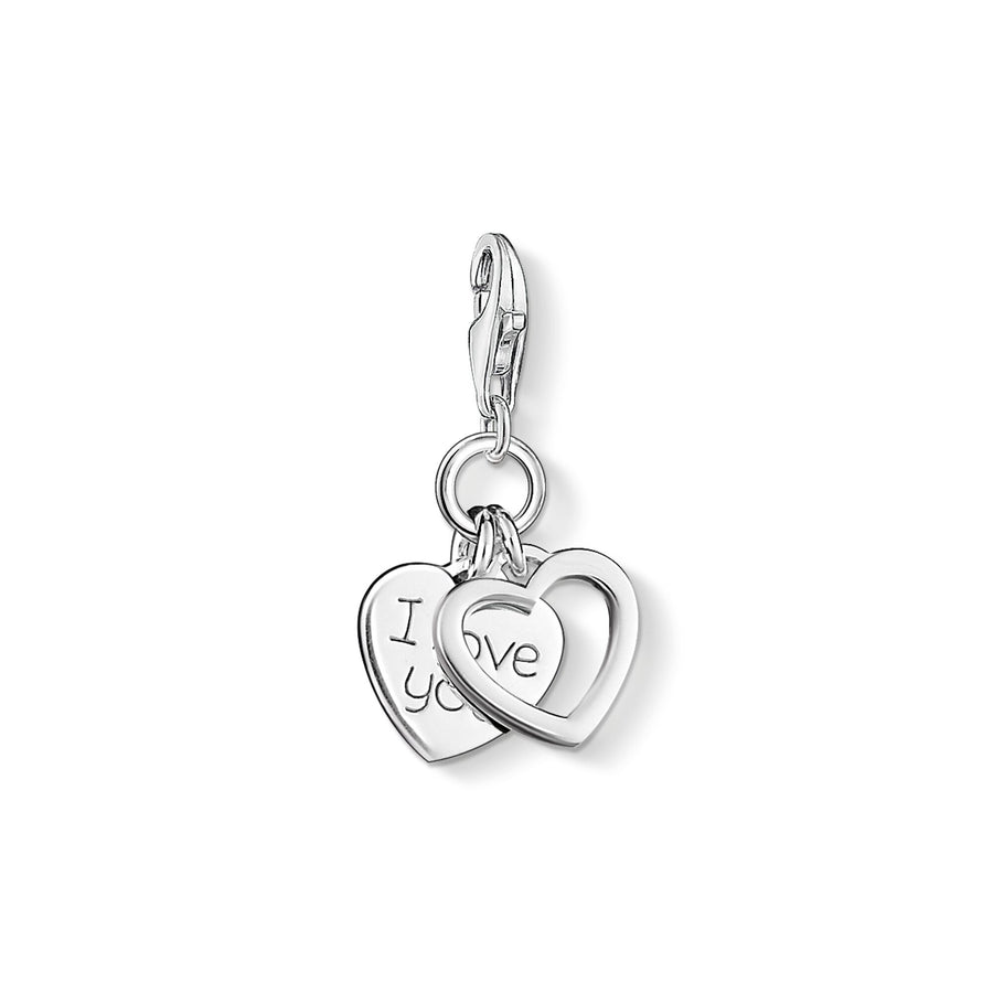 Pendentif Charm cœurs i love you